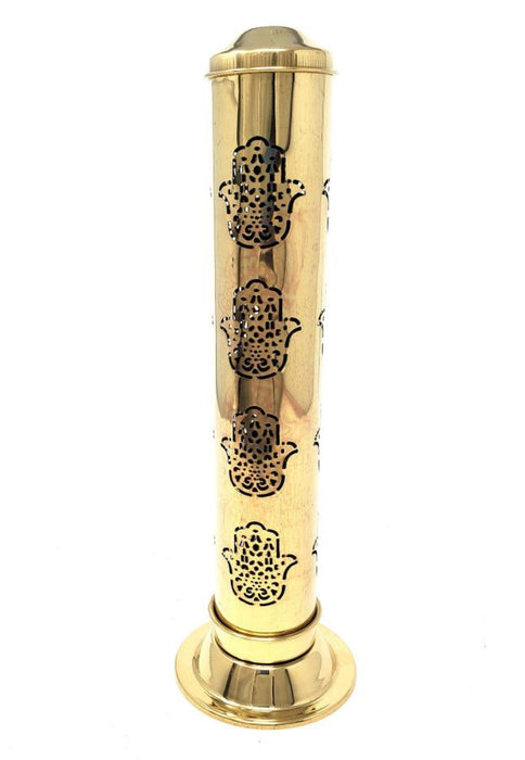 Hamsa Hand, Brass Tower Incense Burner, 12", 1 Piece