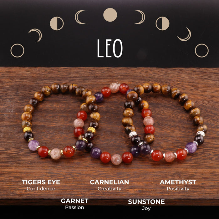 Leo Zodiac - Natural Gemstone Bracelets, 10 Pieces in a Pack