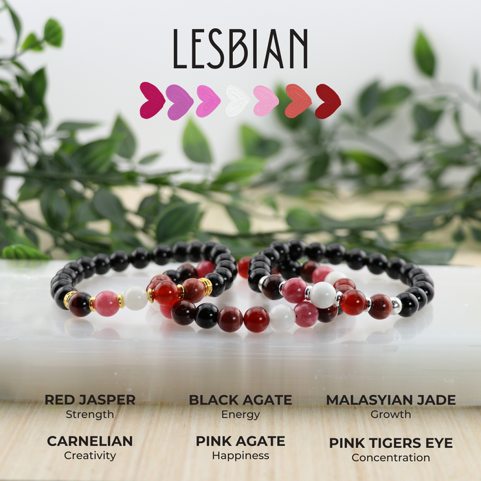 Lesbian - LGBTQ Natural Gemstone Bracelets, 10 Pieces in a Pack