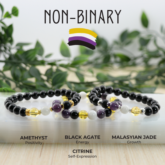 Non-Binary - LGBTQ Natural Gemstone Bracelets, 10 Pieces in a Pack