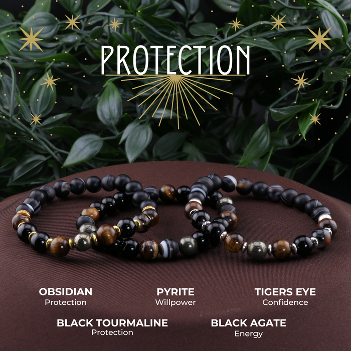 Protection Intention - Natural Gemstone Bracelets, 10 Pieces in a Pack