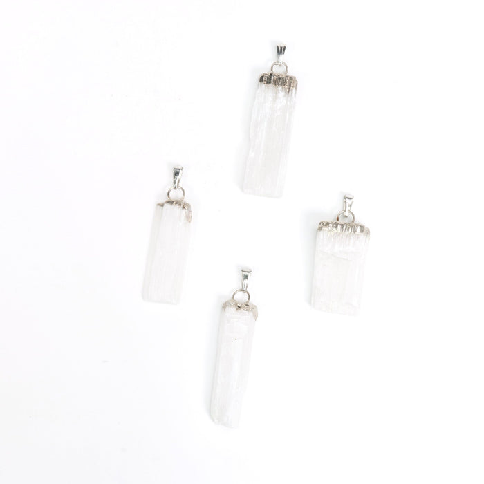 Selenite Raw Slab Stick Pendants, 5 Pieces in a Pack, #079