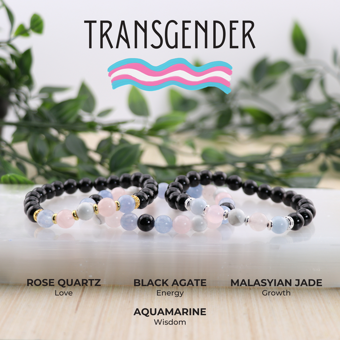 Transgender - LGBTQ Natural Gemstone Bracelets, 10 Pieces in a Pack