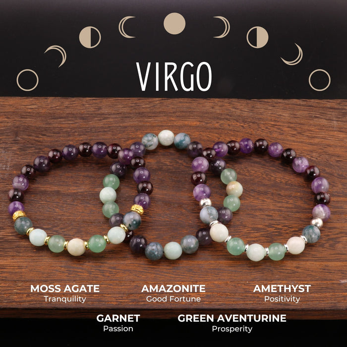 Virgo Zodiac - Natural Gemstone Bracelets, 10 Pieces in a Pack