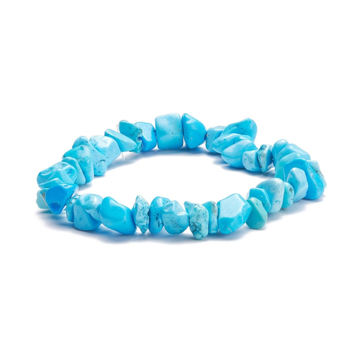 Synthetic Turquoise Chip Stone Bracelet, No Metal, 5 Pieces in a Pack, #061