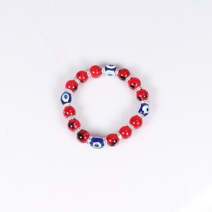 Evil Eye Bracelet, with Mix Color Plastic Beads, 8mm, Kids Size, 5 Pieces in a Pack #495