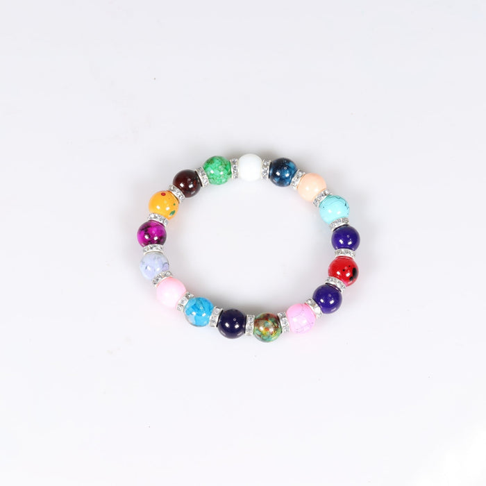 Mix Color Plastic Beads Bracelet, Silver Color, 8mm, 5 Pieces in a Pack #509