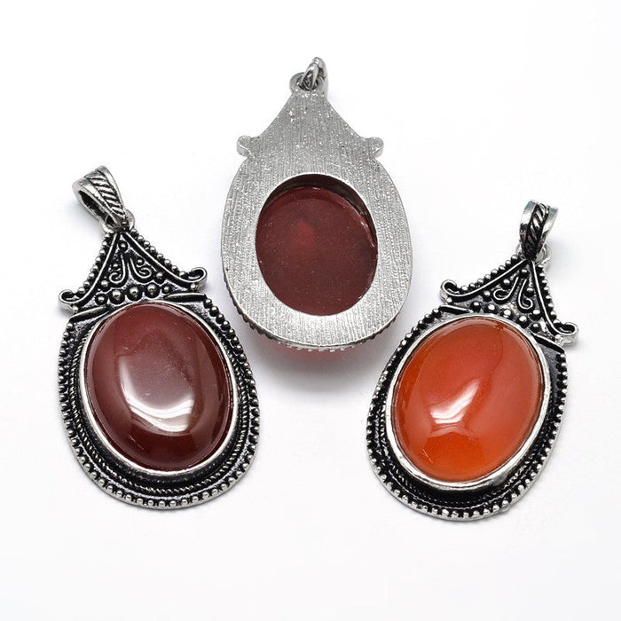 Red Agate Shaped Pendants, 5 Pieces in a Pack, #073