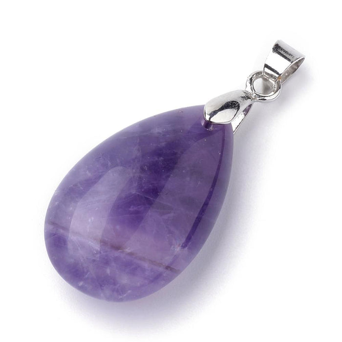 Amethyst Drop Shaped Pendants, 5 Pieces in a Pack, #080