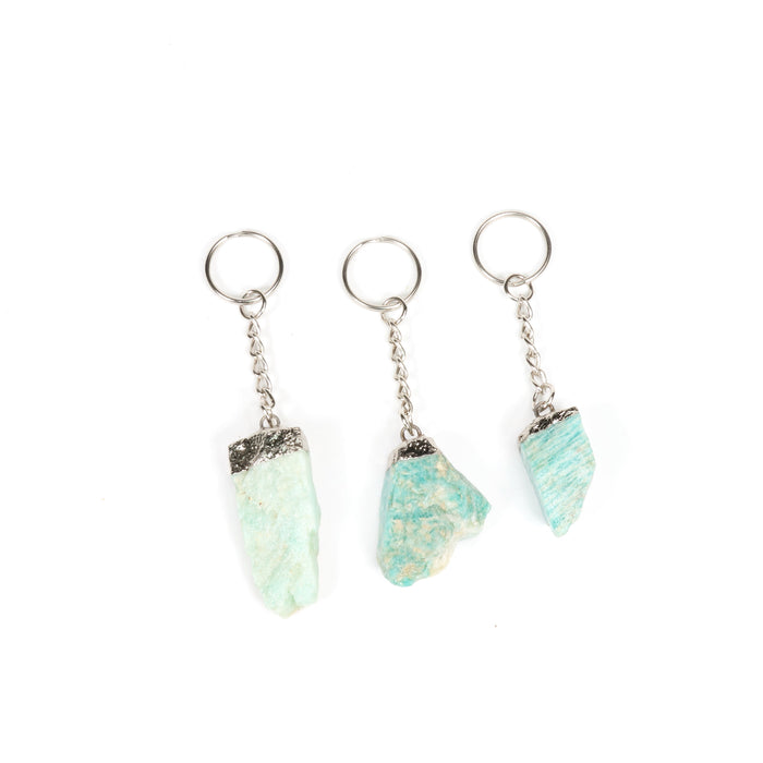 Amazonite Raw Stone Key Chain, 10 Pieces in a Pack, #067