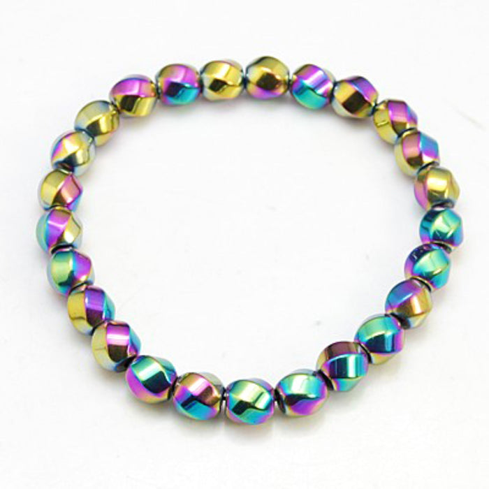 Synthetic Colorful Hematite Bracelet, No Metal, Non-Magnetic 8 mm, 5 Pieces in a Pack #184