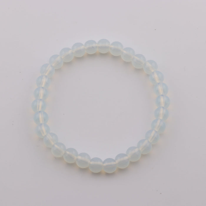 Natural Opalite Bracelet, 6 mm, No Metal, 6 mm, 5 Pieces in a Pack, #202