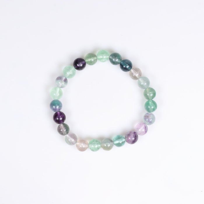 Natural Fluorite Bracelet, No Metal, 8 mm, 5 Pieces in a Pack, #046