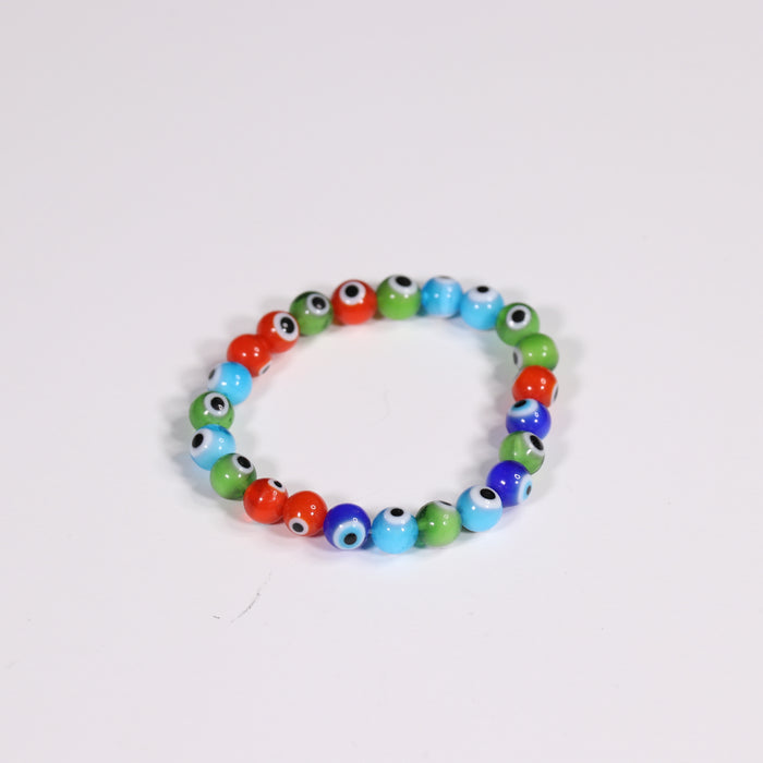 Evil Eye Bracelet, with Mix Color Lampwork Beads, 8 mm, 5 Pieces in a Pack #177