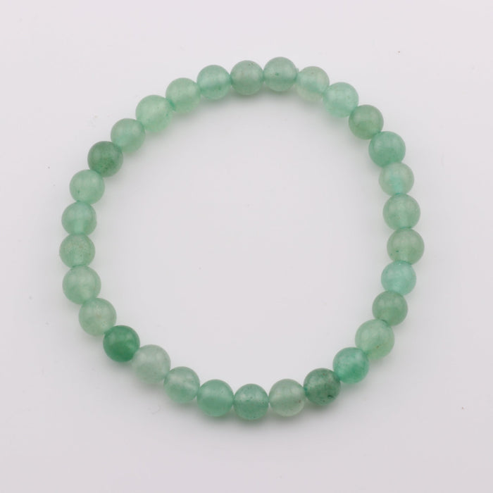 Natural Green Aventurine Bracelet 6 mm, No Metal, 6mm, 5 Pieces in a Pack, #206