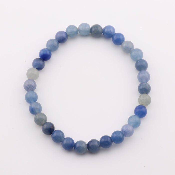 Natural Blue Aventurine Bracelet, 6 mm, No Metal, 6 mm, 5 Pieces in a Pack, #200