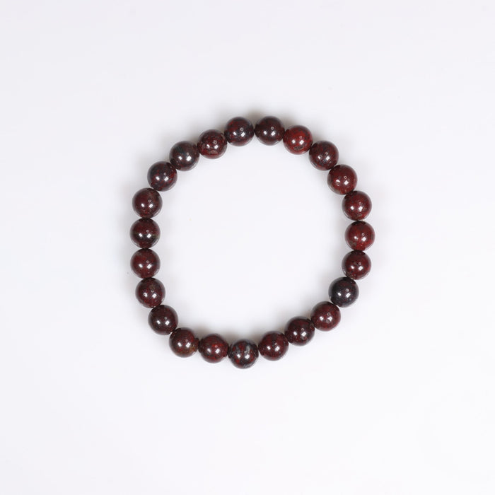 Natural Blood Stone Bracelet, No Metal, 8 mm, 5 Pieces in a Pack, #033