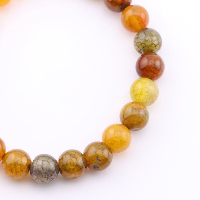 Dragon Veins Agate Bracelet, Yellow, No Metal, 8 mm, 5 Pieces in a Pack #285