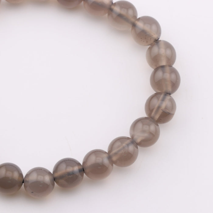 Grey Agate Bracelet, No Metal, 8 mm, 5 Pieces in a Pack #283