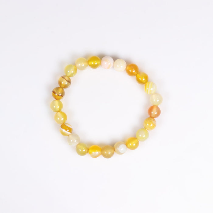 Yellow Stripe Agate Bracelet, No Metal, Dyed, 8 mm, 5 Pieces in a Pack, #011