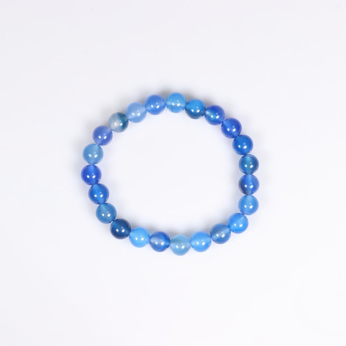 Blue Agate Bracelet, No Metal, Dyed, 8mm, 5 Pieces in a Pack, #035