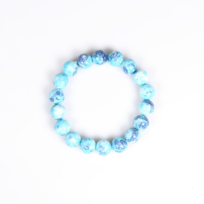 Ocean White Jade Bracelet, No Metal, Dyed, 10 mm, 5 Pieces in a Pack, #130