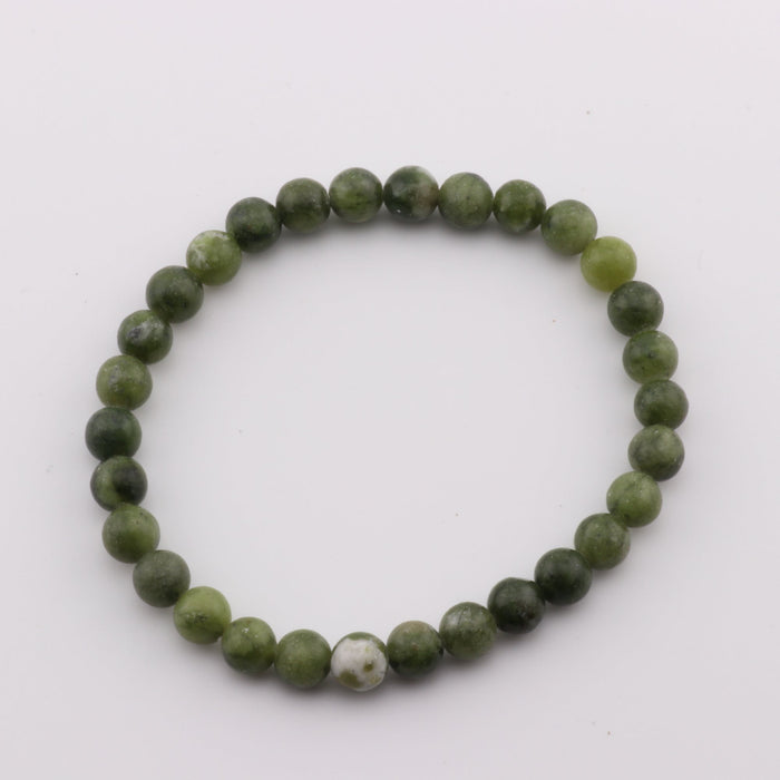 Natural Green Jade Bracelet 6 mm, No Metal, 6mm, 5 Pieces in a Pack, #203