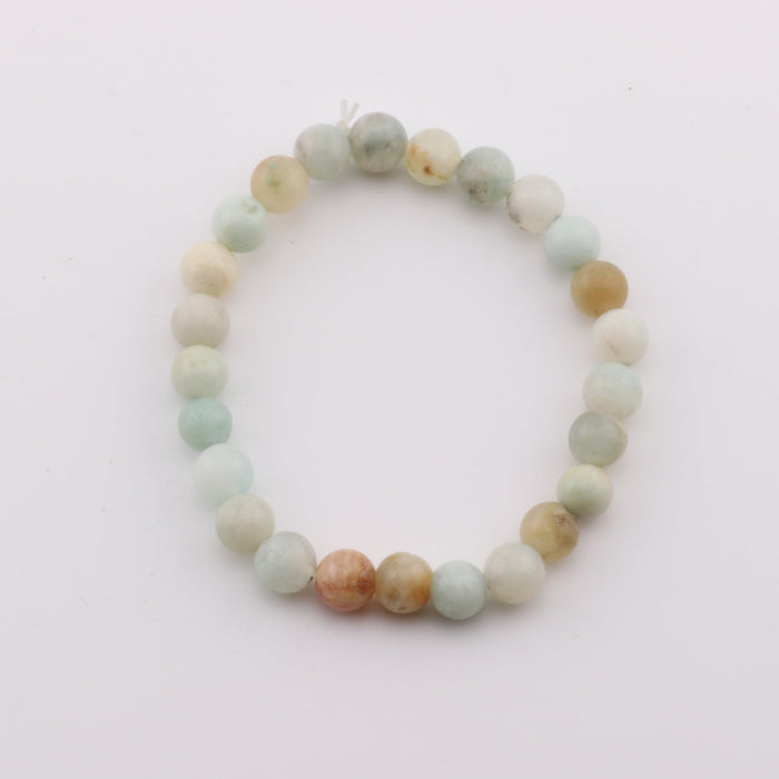 Natural Amazonite Bracelet 6 mm, No Metal, 6mm, 5 Pieces in a Pack, #207