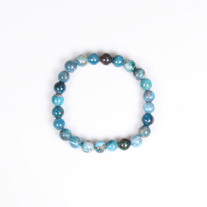 Natural Blue Apatite Bracelet, No Metal, 8 mm, 5 Pieces in a Pack, #136