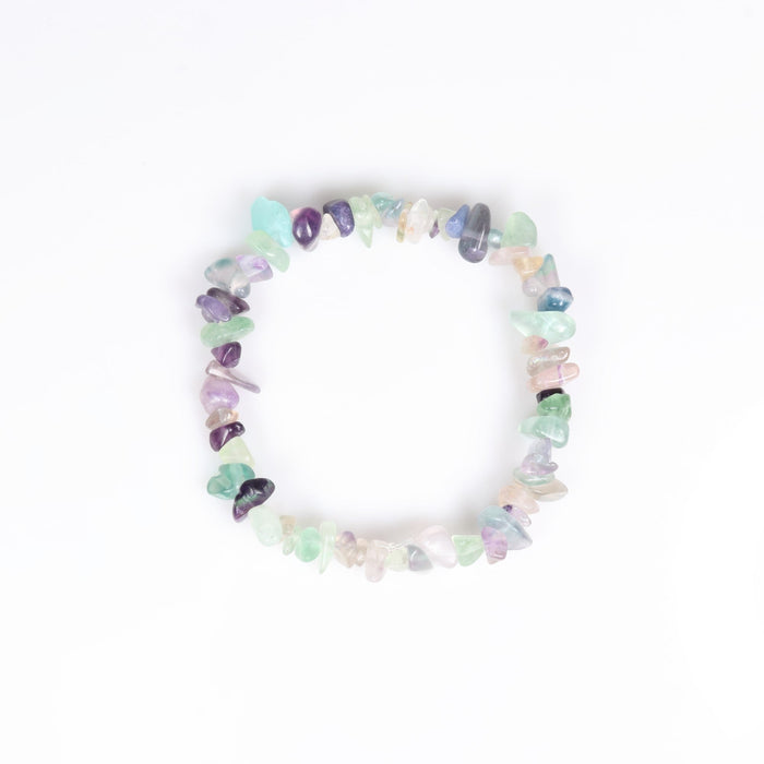 Natural Fluorite Chip Stone Bracelet ,No Metal, 5 Pieces in a Pack, #002
