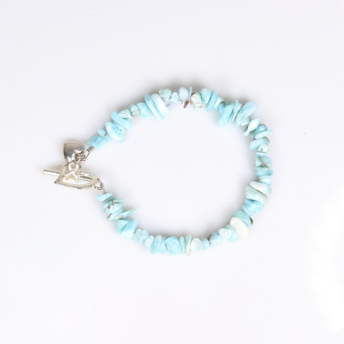 Larimar, Metal Free Bracelet, 8mm, 5 Pieces in a Pack