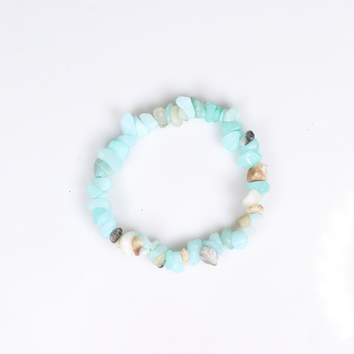 Natural Amazonite Chip Stone Bracelet, No Metal, 5 Pieces in a Pack #016