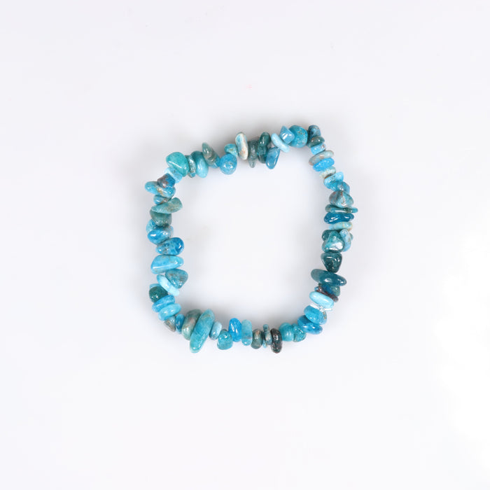 Natural Blue Apatite Chip Stone Bracelet, No Metal, 5 Pieces in a Pack #053