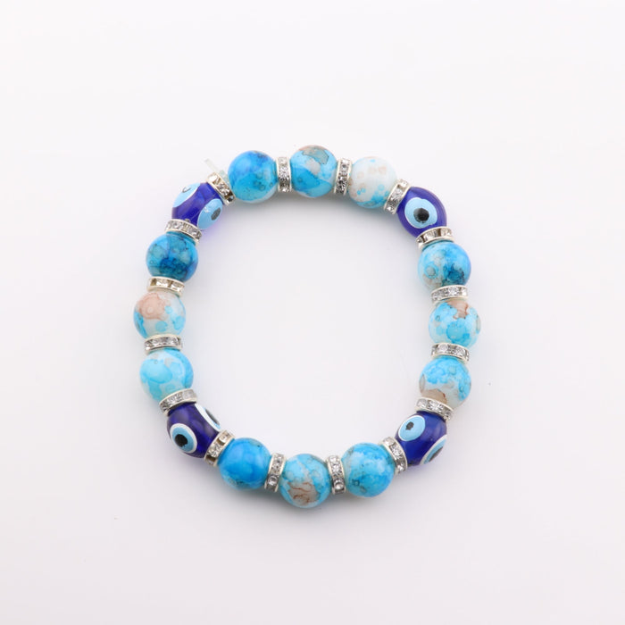 Evil Eye Bracelet, with Colorful Plastic Beads, 8mm, Kids Size, 5 Pieces in a Pack #497
