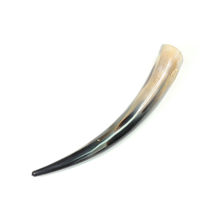 Viking Buffalo Horn, Engraved, Black, 8" inch