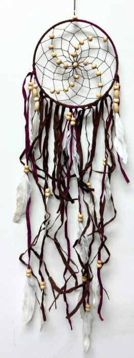 Dream Catcher, with Feathers and Wood Beads, 5 Pieces in a Pack #SM3FDB