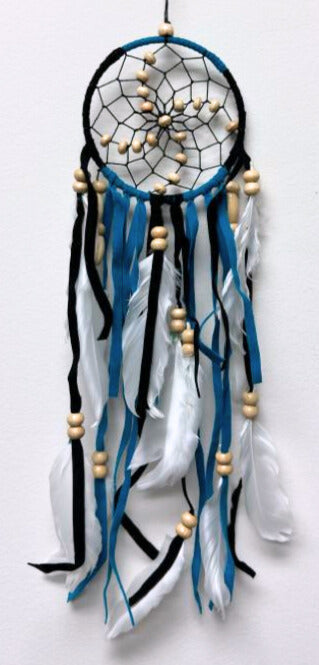 Dream Catcher, with Feathers and Wood Beads, 5 Pieces in a Pack #SM2FDB