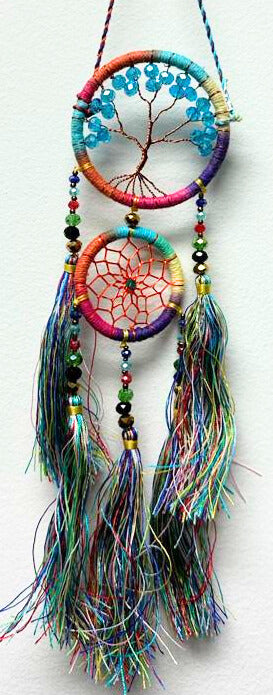 Double Crystal Tree of Life Dream Catcher, Small, 5 Pieces in a Pack # LDN6