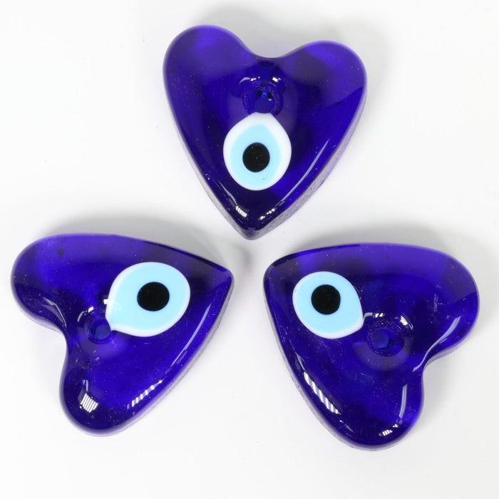 Evil Eye Heart Shaped with Hole, 2.5" Inch, Handmade, 10 Pieces in a Pack, #001