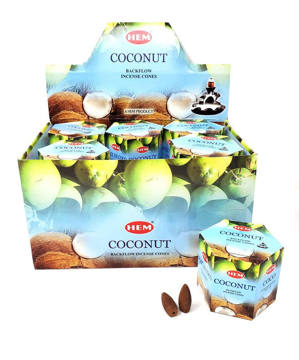 HEM Coconut, Backflow Cones, 12 Pack  (40 cones each pack), 480 Cones
