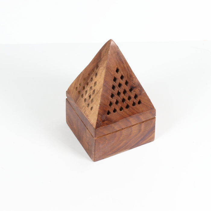 Wooden Temple Cone Charcoal Burner 5"H