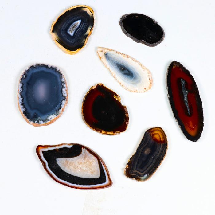 Natural Agate Slice, Model 00C, 2"-2,5" Inch, Assorted Color Mix, 10 Pieces in a Pack