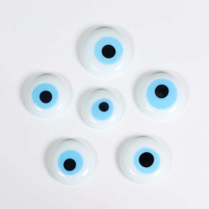 Evil Eye, 1" Inch, White, Handmade, 10 Pieces in a Pack, #001