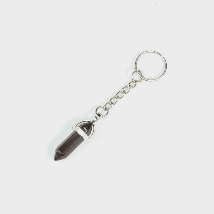 Smoky Quartz Point Shape Key Chain, 0.30" x 1.5" Inch, 10 Pieces in a Pack, #078