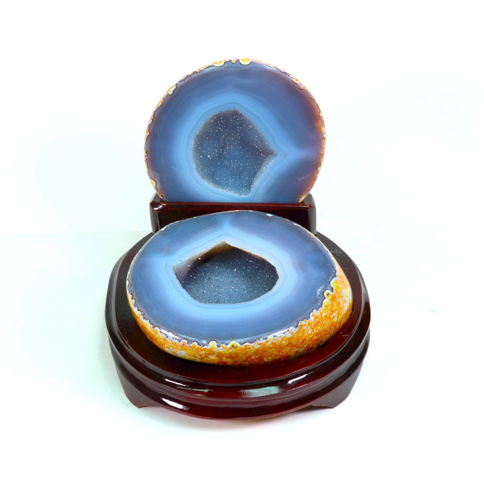 Agate Jewelry Box on Wood Stand, Large, 1 Piece in a Pack,  #003