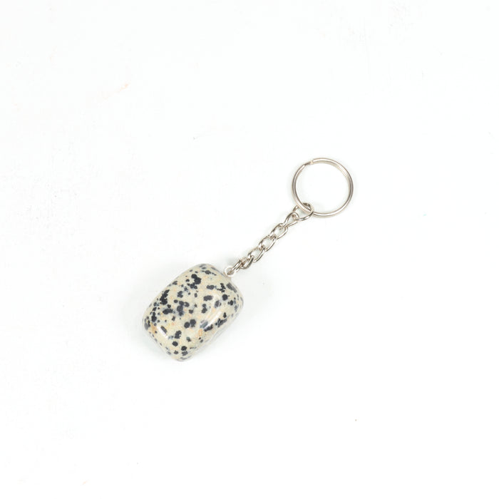 Dalmatian Jasper Key Chain, 10 Pieces in a Pack, #014