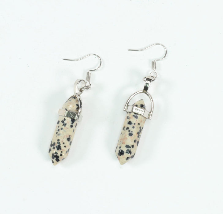 Dalmatian Jasper Point Shape Earrings Hook, 0.30" x 1.5" Inch, 5 Pair, #015