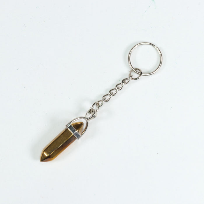 Synthetic Gold Quartz Point Shape Key Chain, 0.30" x 1.5" Inch, 10 Pieces in a Pack, #004