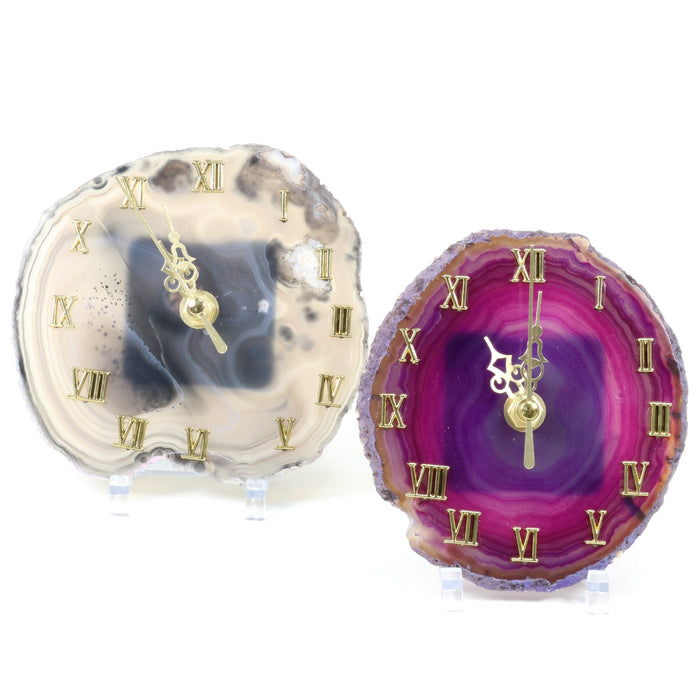 Agate Clock with Plastic Stand, 6"-8" Inch, 3 Pieces in a Pack, #003