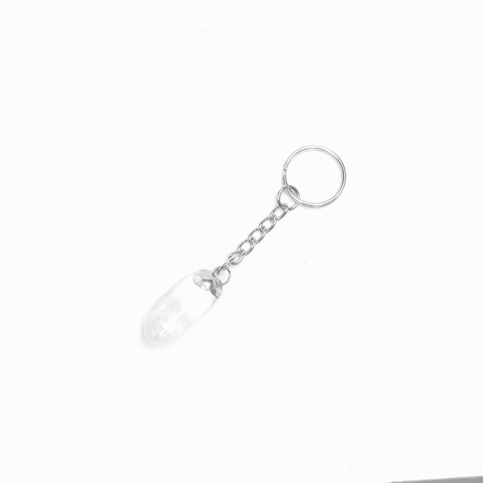 Clear Quartz Mixed Shape Key Chain, 0.55" x 1.10" Inch, 10 Pieces in a Pack, #044